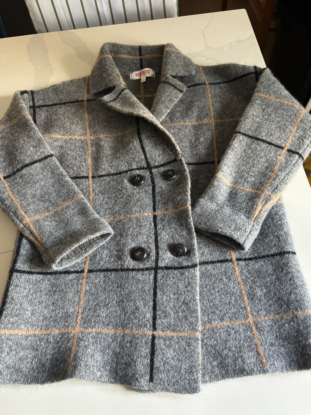 Kontatto Plaid Wool-Blend sweater Coat